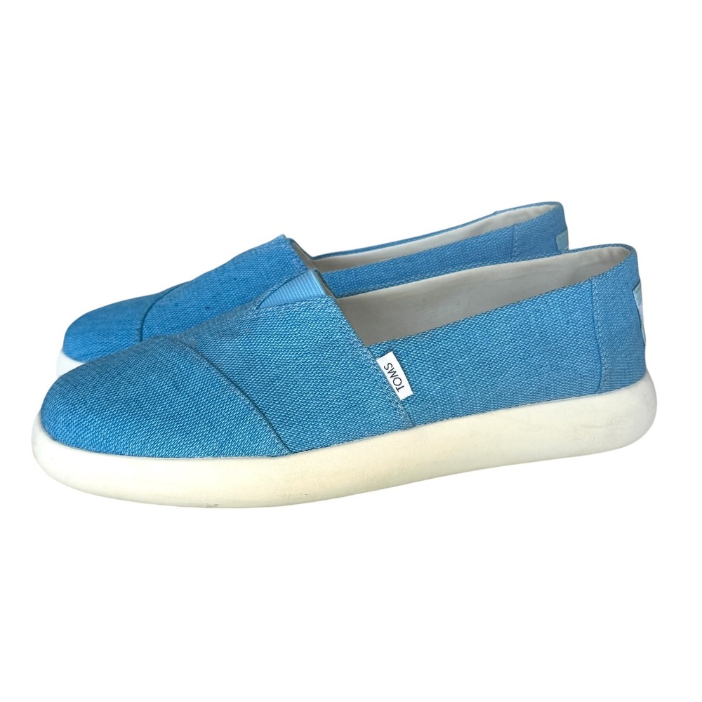 TOMS Alpargata Cupsole Women 6 Blue EUC Canvas Slip On Sneakers